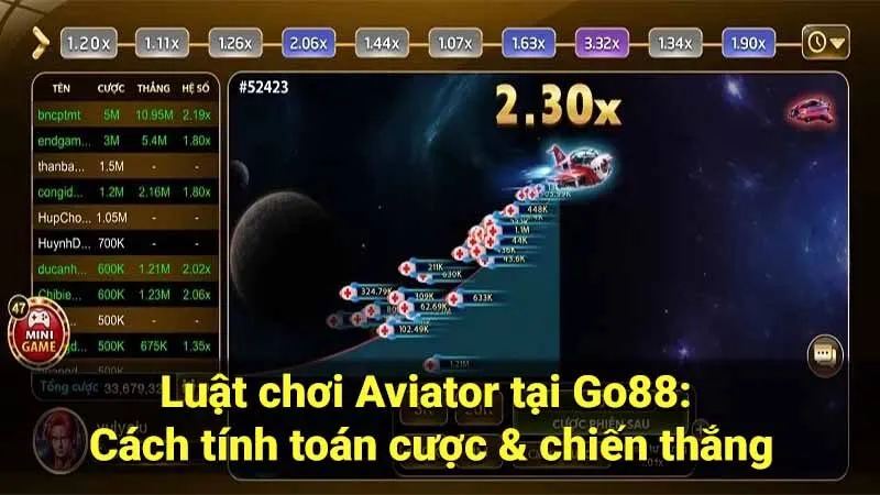 Luật chơi Aviator tại Go88: Cách tính toán cược & chiến thắng