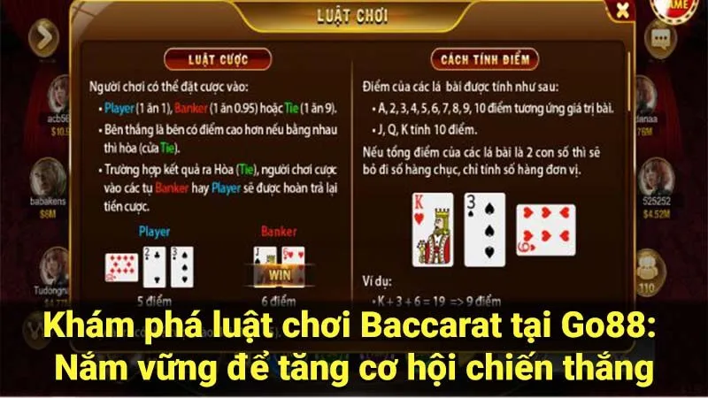 Khám phá luật chơi Baccarat tại Go88: Nắm vững để tăng cơ hội chiến thắng