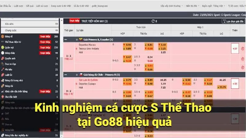 Kinh nghiệm cá cược S Thể Thao tại Go88 hiệu quả