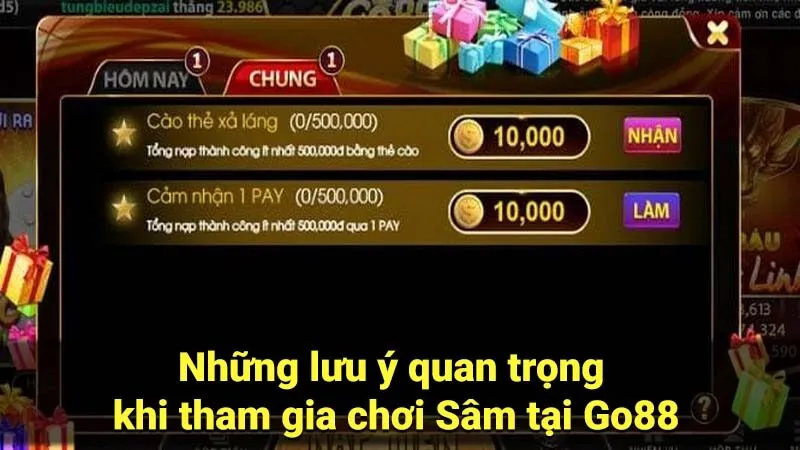 Những lưu ý quan trọng khi tham gia chơi Sâm tại Go88