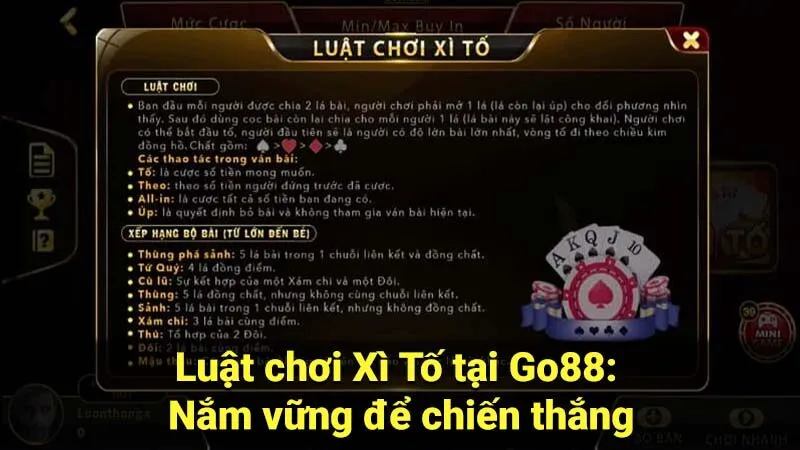 Luật chơi Xì Tố tại Go88: Nắm vững để chiến thắng