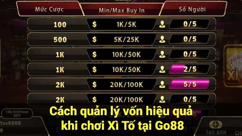 Cách quản lý vốn hiệu quả khi chơi Xì Tố tại Go88